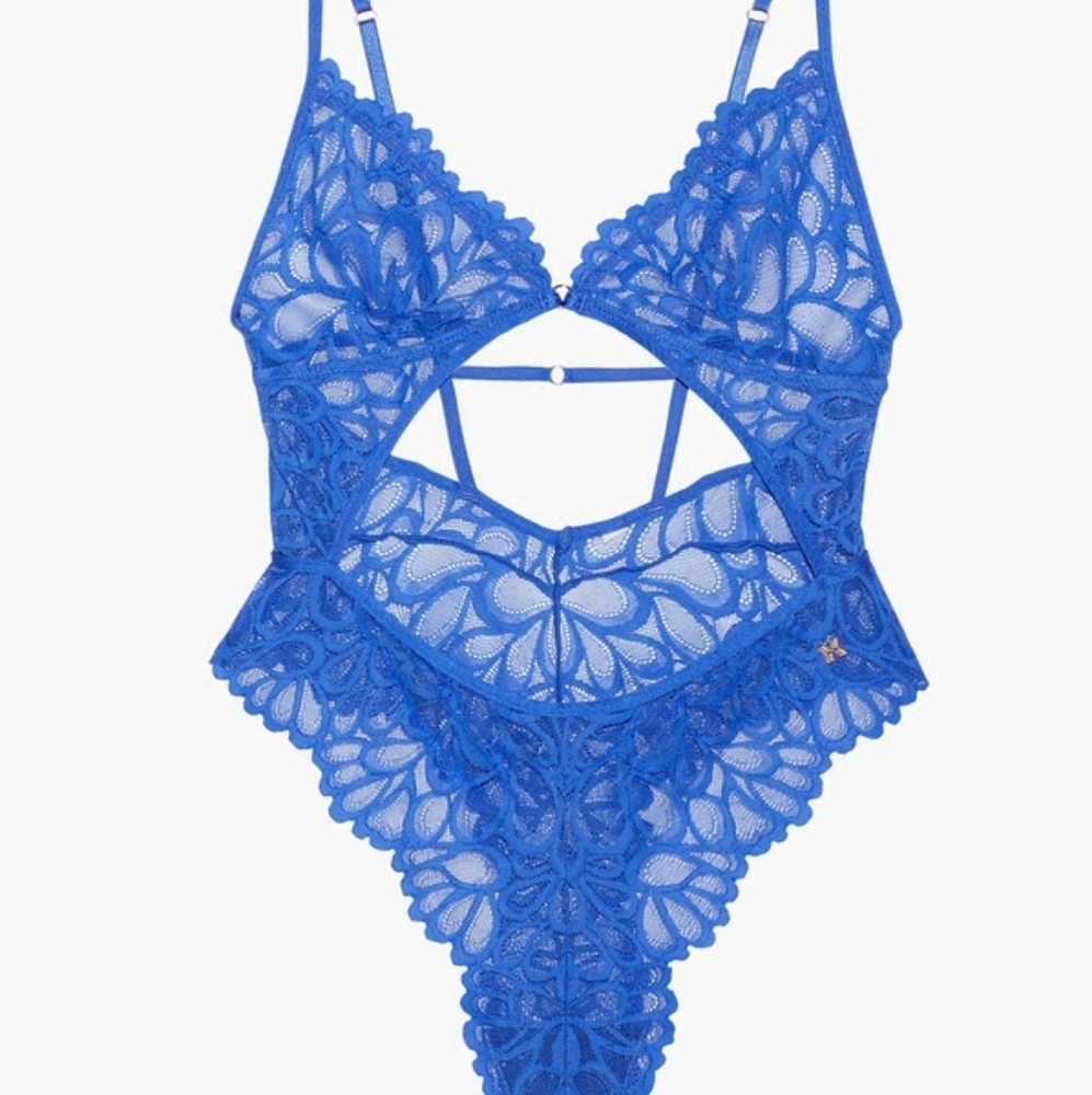 Savage X Fenty Lace Bodysuit- cyber blue